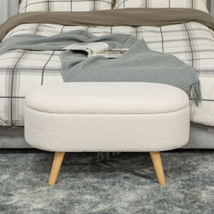 Banquette coffre style nordique bois bouclettes blanc