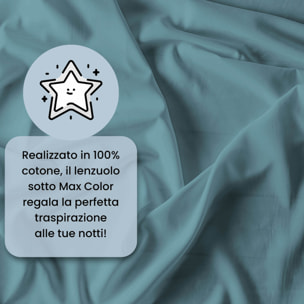 LENZUOLO SOTTO CON ANGOLI MAX COLOR, 100% COTONE MADE IN ITALY - MATRIMONIALE MAXI