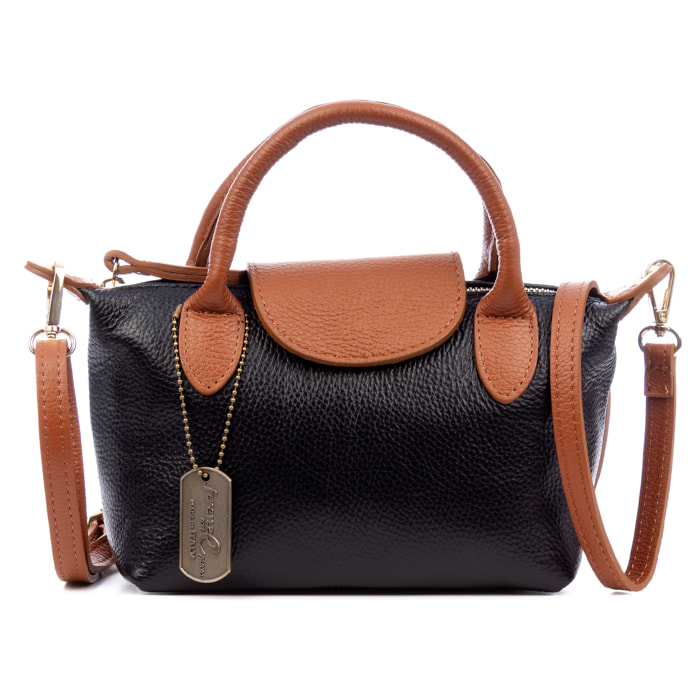 Aurano bolso bandolera tipo Tote mujer. Piel auténtica Dollaro bitono.