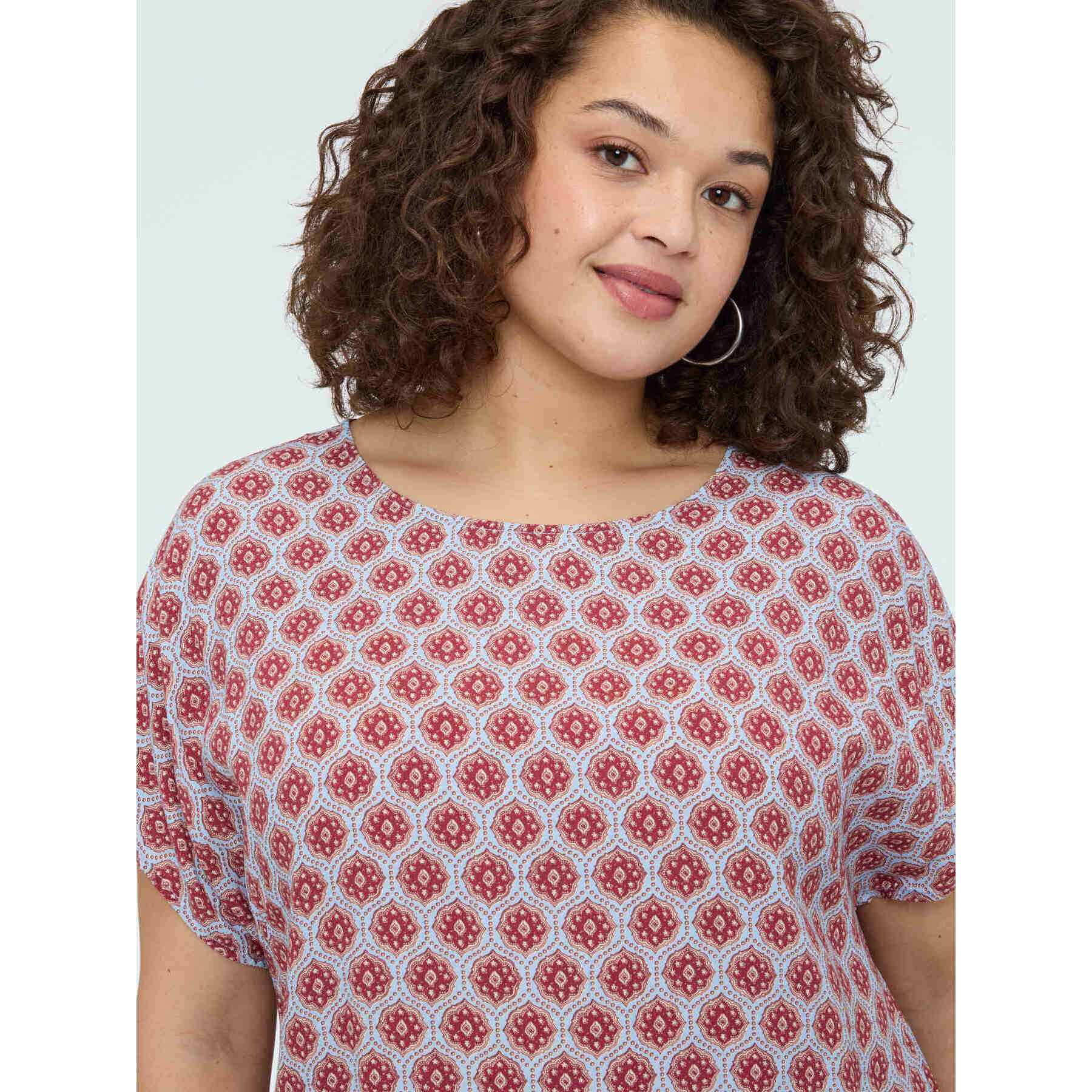 Fiorella Rubino - Blusa kimono con stampa geometrica - Bordeaux