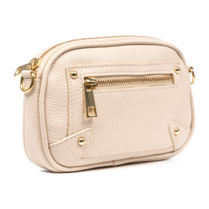 Asola bolso bandolera, de piel auténtica acabado dollaro.