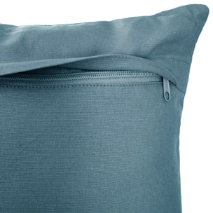 Coussin motifs "Otto" bleu canard 38x38cm