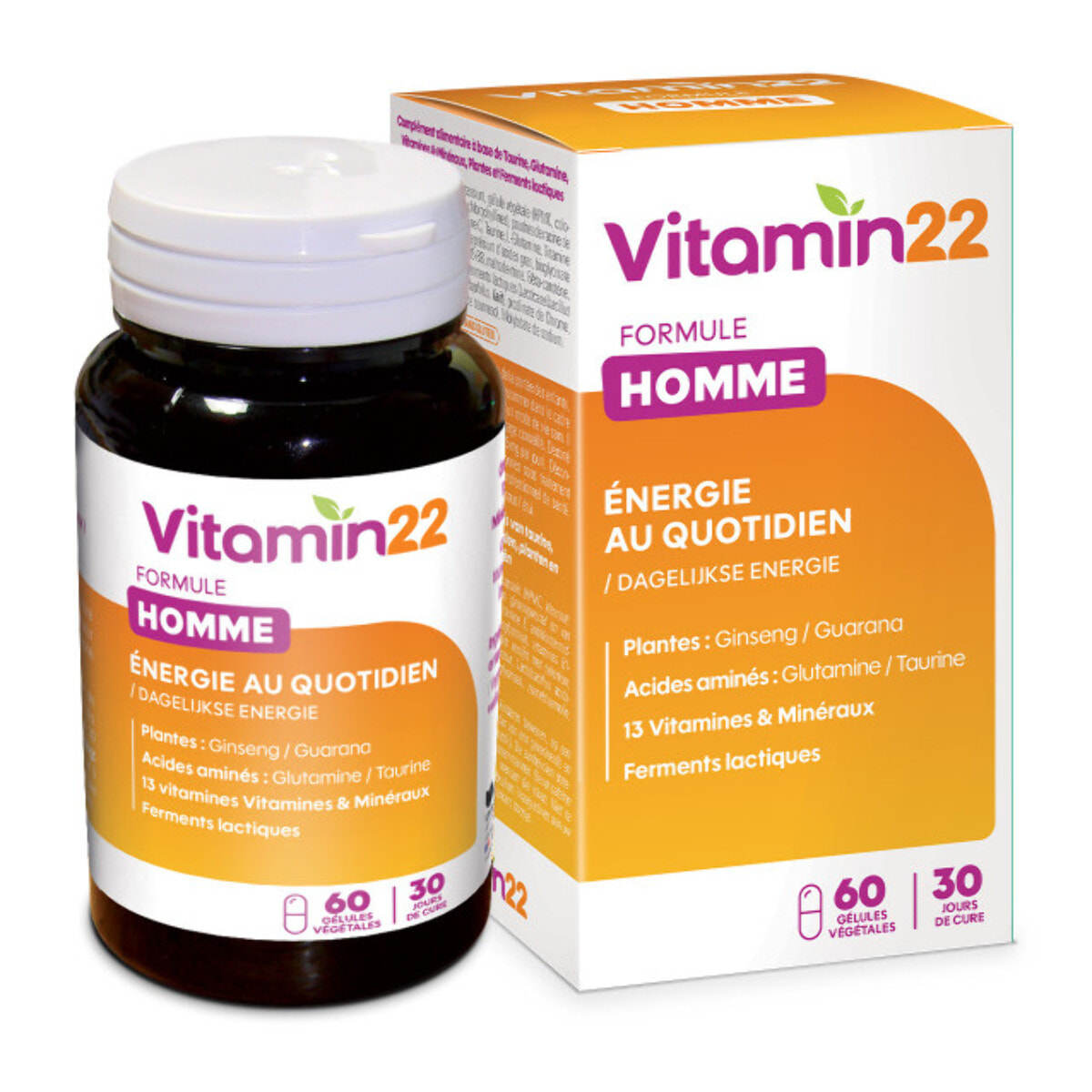 VITAMIN'22 - Specific Homme - Complément alimentaire à base de 14 vitamines et minéraux - Répondre aux besoins spécifique de l'homme - Sans gluten - Fabriqué en France - Cure 30 jours