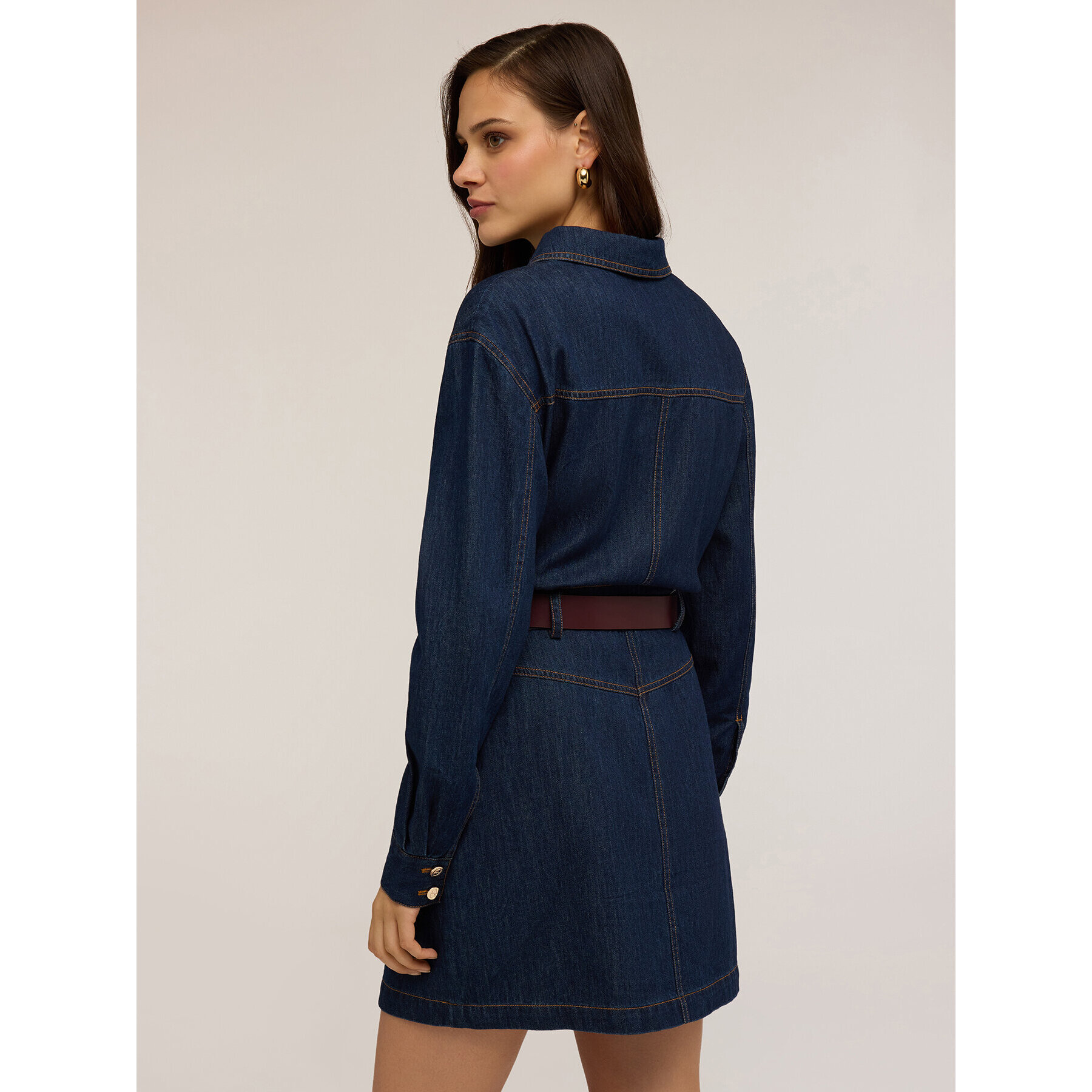 Motivi - Vestido corto tipo camisa en denim - Azul