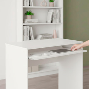 Scrivania Per Cameretta Postazione Desk PC Studio Ufficio Design Moderno Piano Scorrevole Piedini ABS Studio Compiti Lavoro 90x54x79 Cm Bianco Opaco