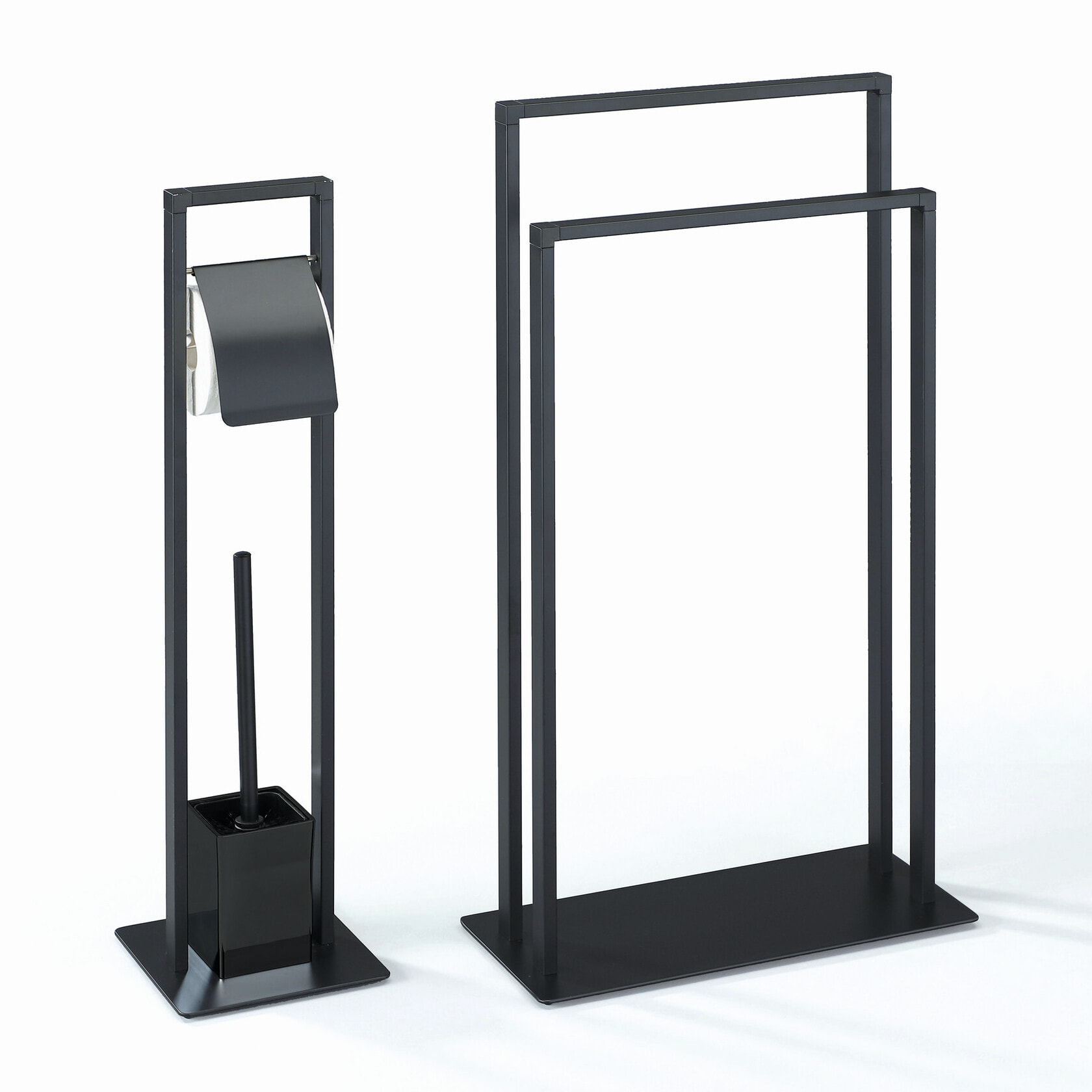 Porte-serviettes colonne Tomasucci EMORI, en acier, noir, 45 × 20 × 81 cm