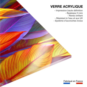 Tableau palm leaves yellow background Tableau plexiglas