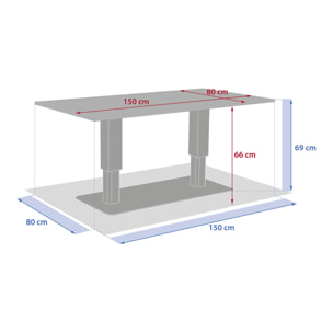 Table de jardin relevable rectangulaire "Salimia" graphite 150 x 80 x 69cm en aluminium