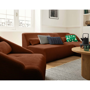 Onyx - canapé modulable d'angle réversible 4 places - en velours côtelé - Terracotta