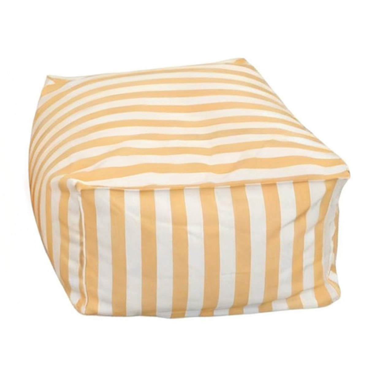 BOLOGNE Pouf d’extérieur rayé jaune déperlant et - 55x65x35 cm