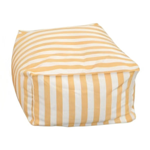 BOLOGNE Pouf d’extérieur rayé jaune déperlant et - 55x65x35 cm