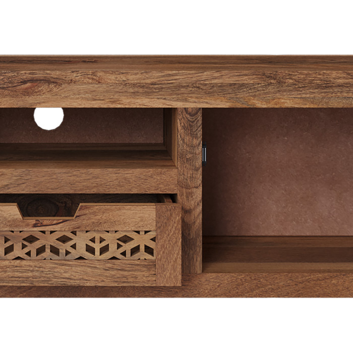 Meuble TV ajouré en bois de manguier 150 cm - Jaya