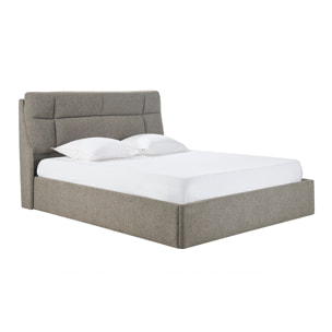 Lit coffre 2 places 160x200 cm en tissu texturé taupe HONO
