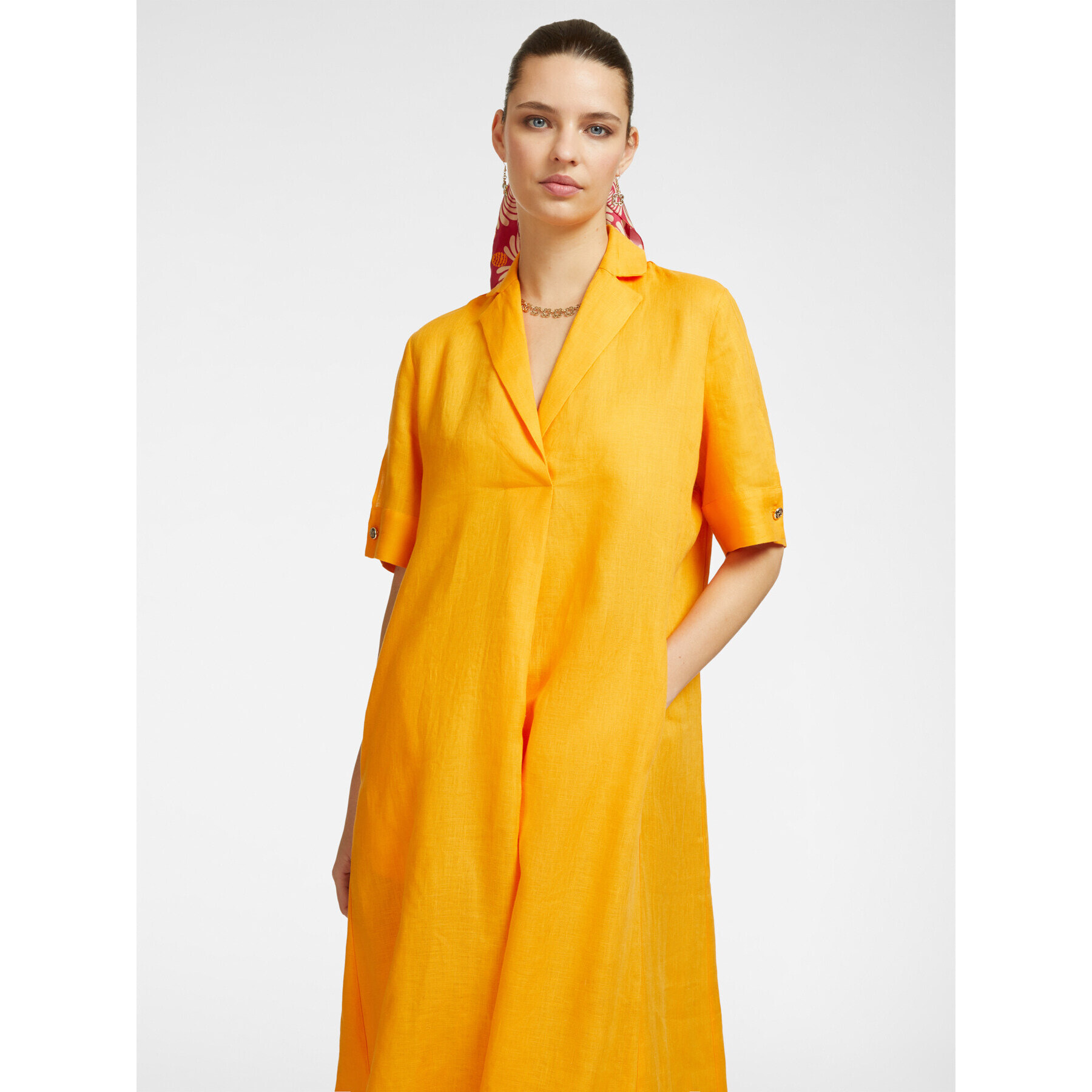 Elena Mirò - Vestido evasé de lino - Amarillo