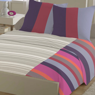 Parure de draps 4pcs 100%coton 57fils rayures bordeaux