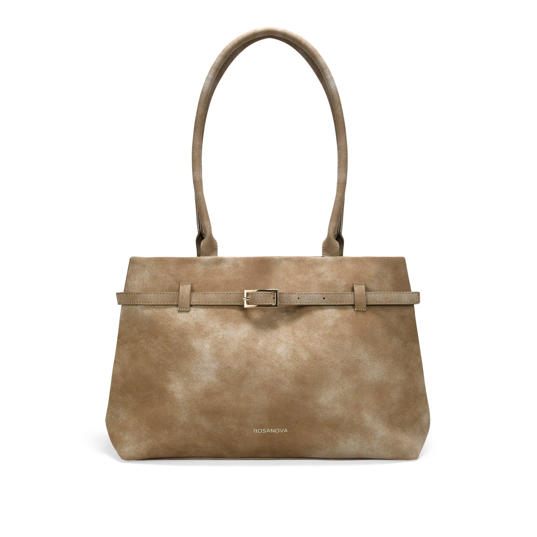 Bolso de hombro visón con cinturón y hebilla