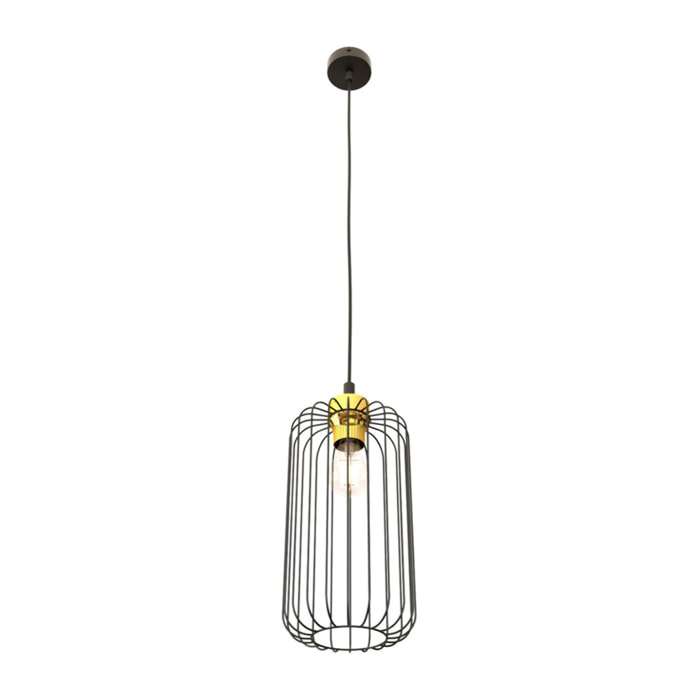 Lampada a sospensione VANDER in acciaio nero e oro