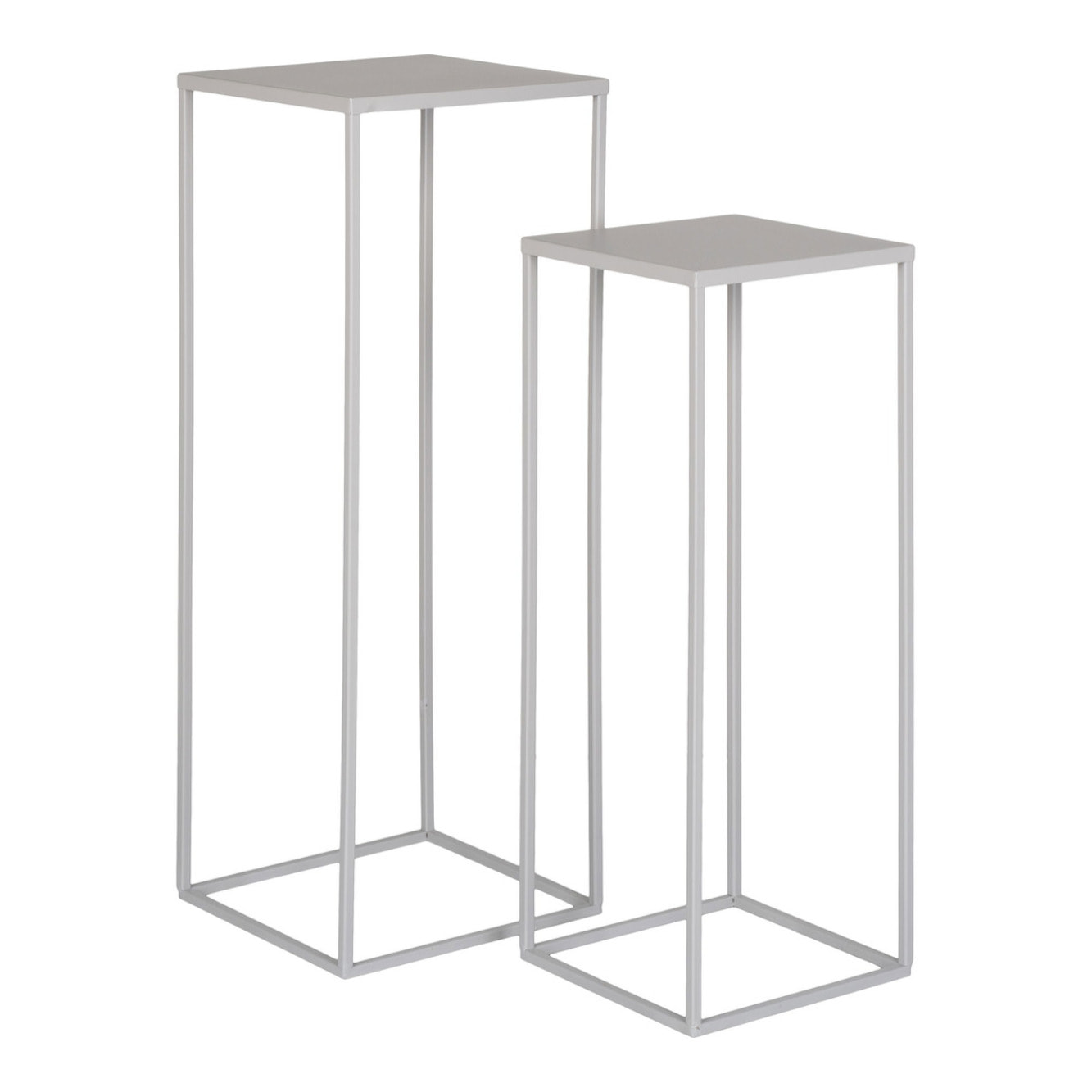 Set 2 Supporti Porta-Vaso Beja in Acciaio — Sabbia Ø19×50 e Ø22×60 cm