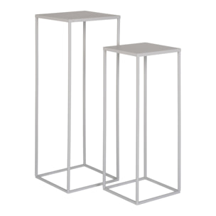 Set 2 Supporti Porta-Vaso Beja in Acciaio — Sabbia Ø19×50 e Ø22×60 cm