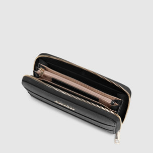 Piquadro Portafogli grande con zip, 4 soffietti, porta monete, porta carte di credito, protezione RFID