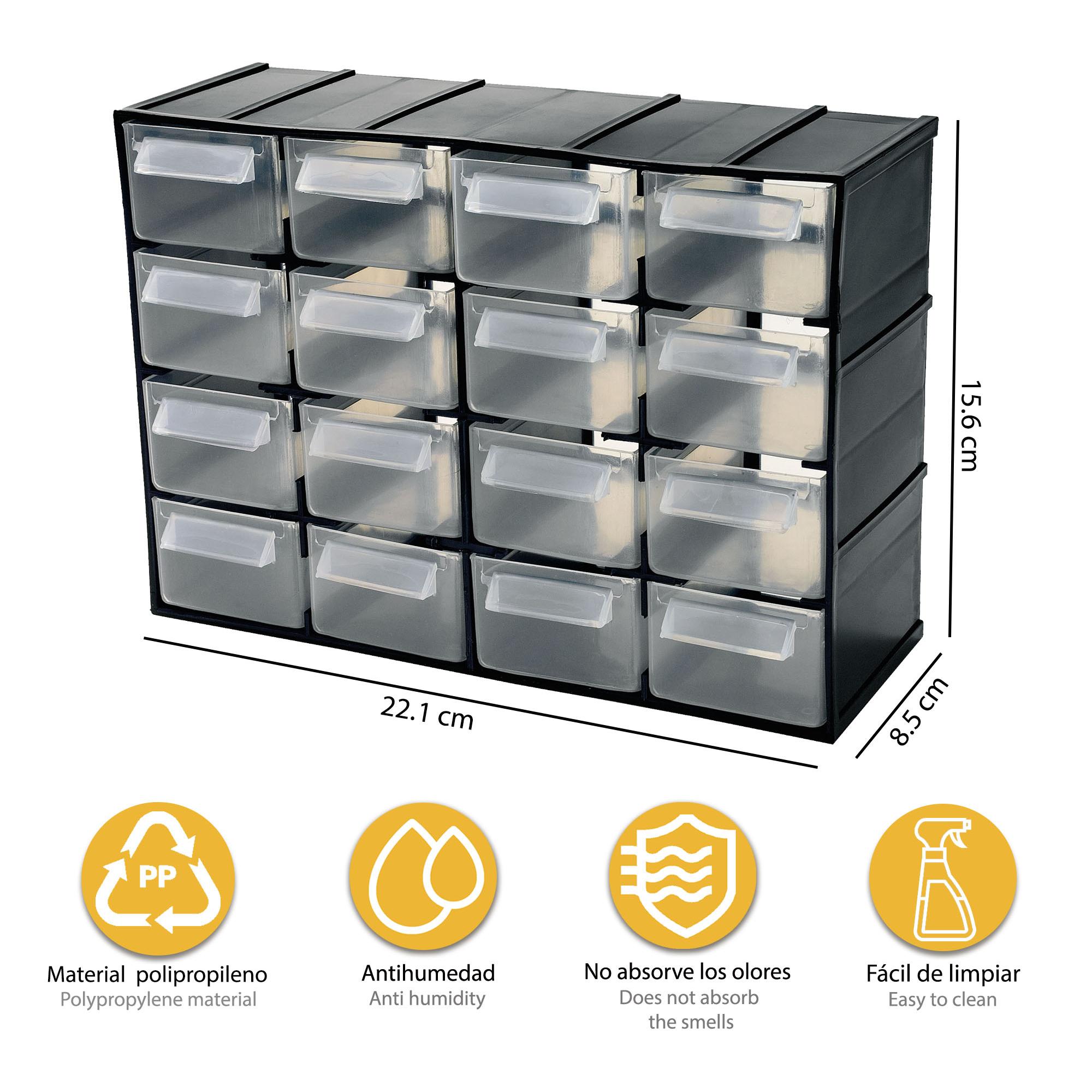 Unidad de almacenaje modular con 16 cajones pequeños, Artplast