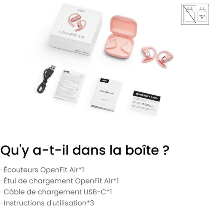 Ecouteurs SHOKZ OpenFit Air Rose