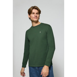 Maglietta a maniche lunghe verde con ricamo Rigby Go ricamato