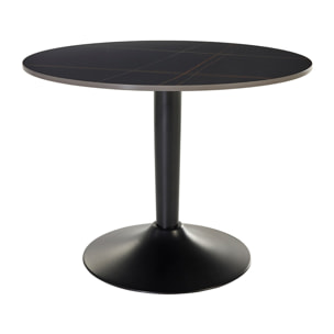 Table basse design ronde en céramique noire et métal D60 cm MALOU
