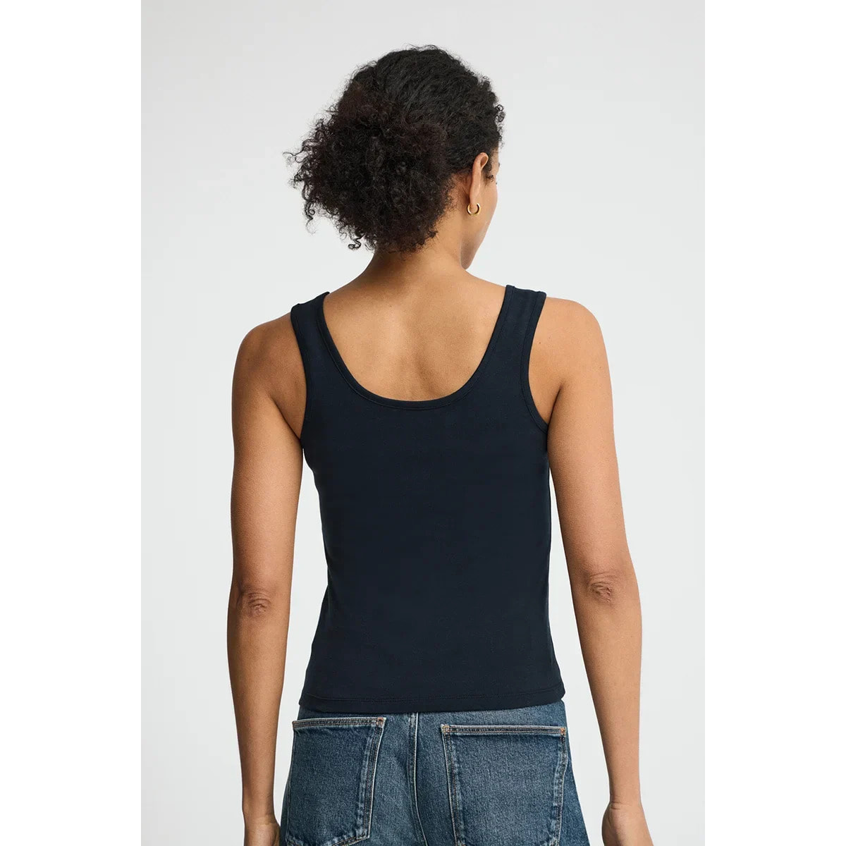 Canotta a bretelle blu marino slim fit con ricamo Rigby Go