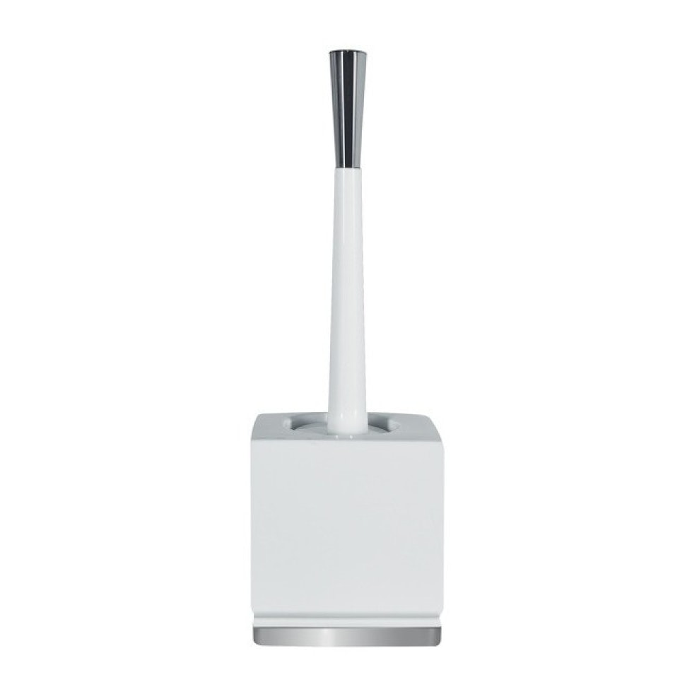 Brosse Wc avec support Porcelaine ROMA Blanc & Argent Spirella