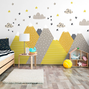 Stickers muraux enfants - Décoration chambre bébé - Autocollant Sticker mural géant enfant montagnes scandinaves FARIDKA