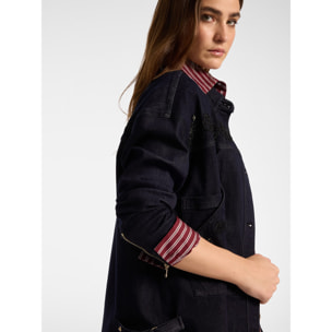 Elena Mirò - Giacca destrutturata in denim ricamata - Blu