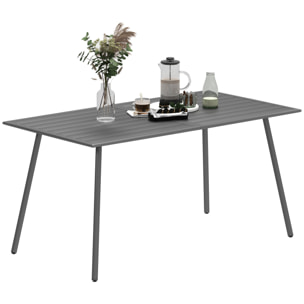 Mesa Jardín Exterior Rectangular de Acero 150x80x74 cm Mesa Terraza Exterior con Diseño en Lamas Resistente a la Intemperie Fácil de Limpiar Gris Oscuro