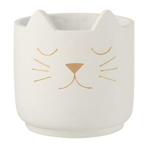 J-Line cache-pot Chat - ciment - blanc/or - large - Ø 19 cm