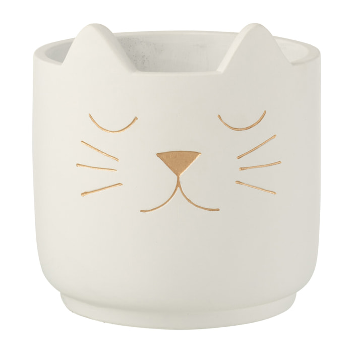 J-Line cachepot Chaton - ciment - blanc/or - large - Ø 19 cm