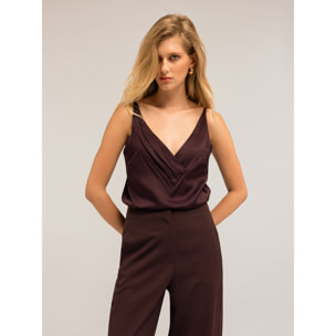 Motivi - Top con borde suave plisado - Marrón