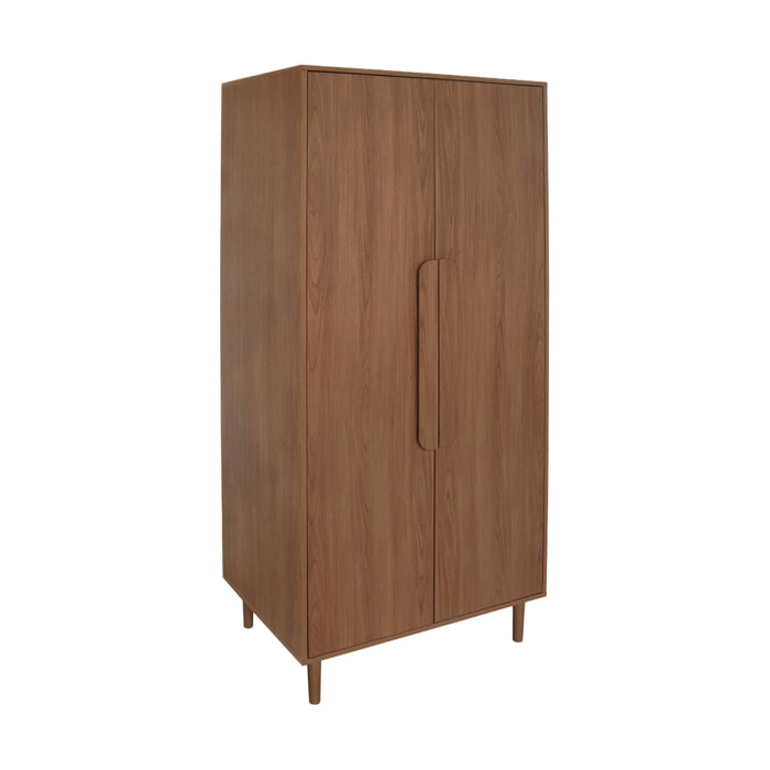 Armoire dressing décor bois de noyer 2 portes. étagères et penderie - L 80 x P 55 x H 180cm - Juliana
