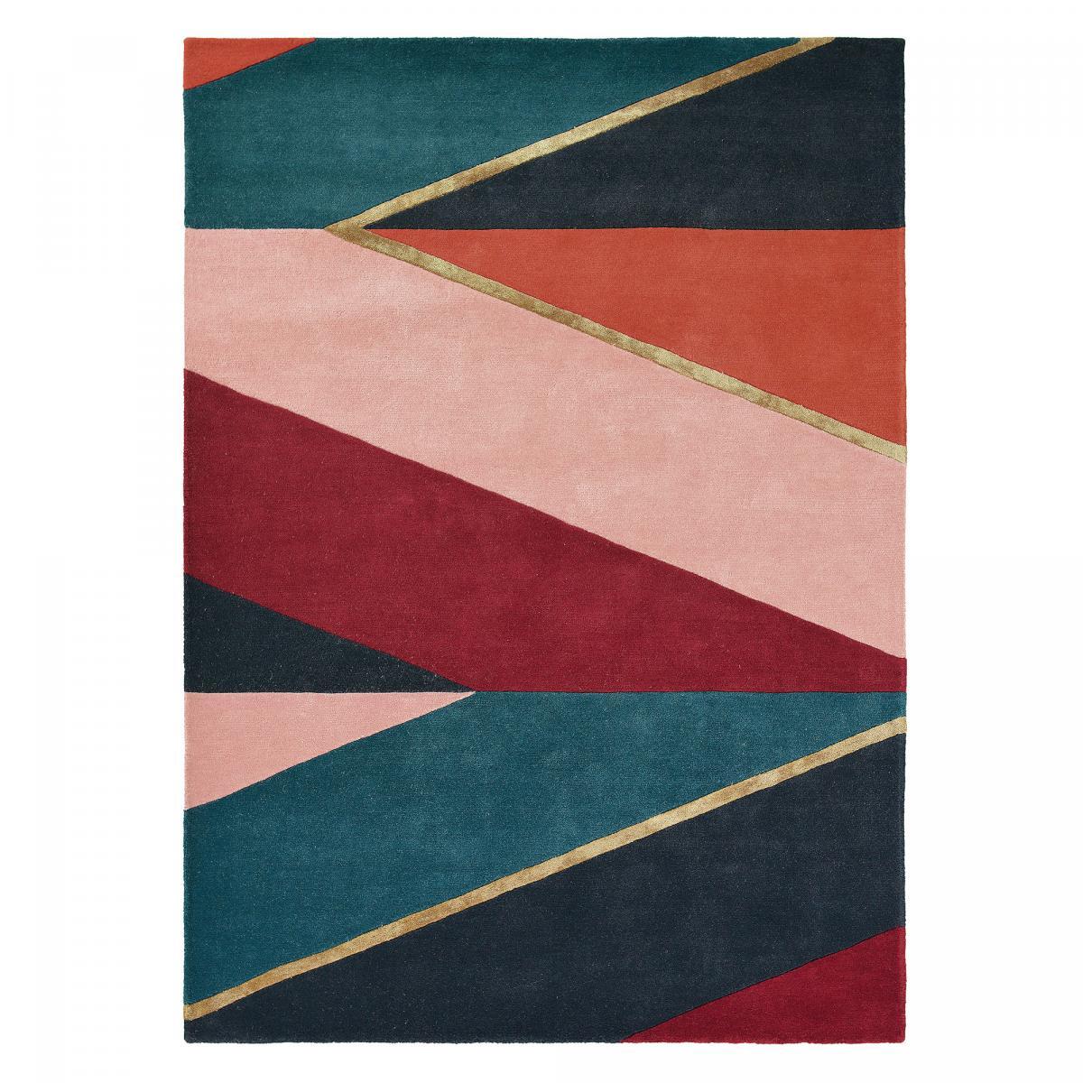 Tapis salon et chambre fait à la main en laine motif géométrique VANI