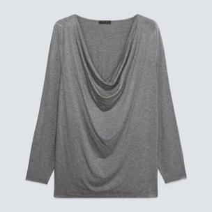 Fiorella Rubino - Camiseta con escote holgado - Gris