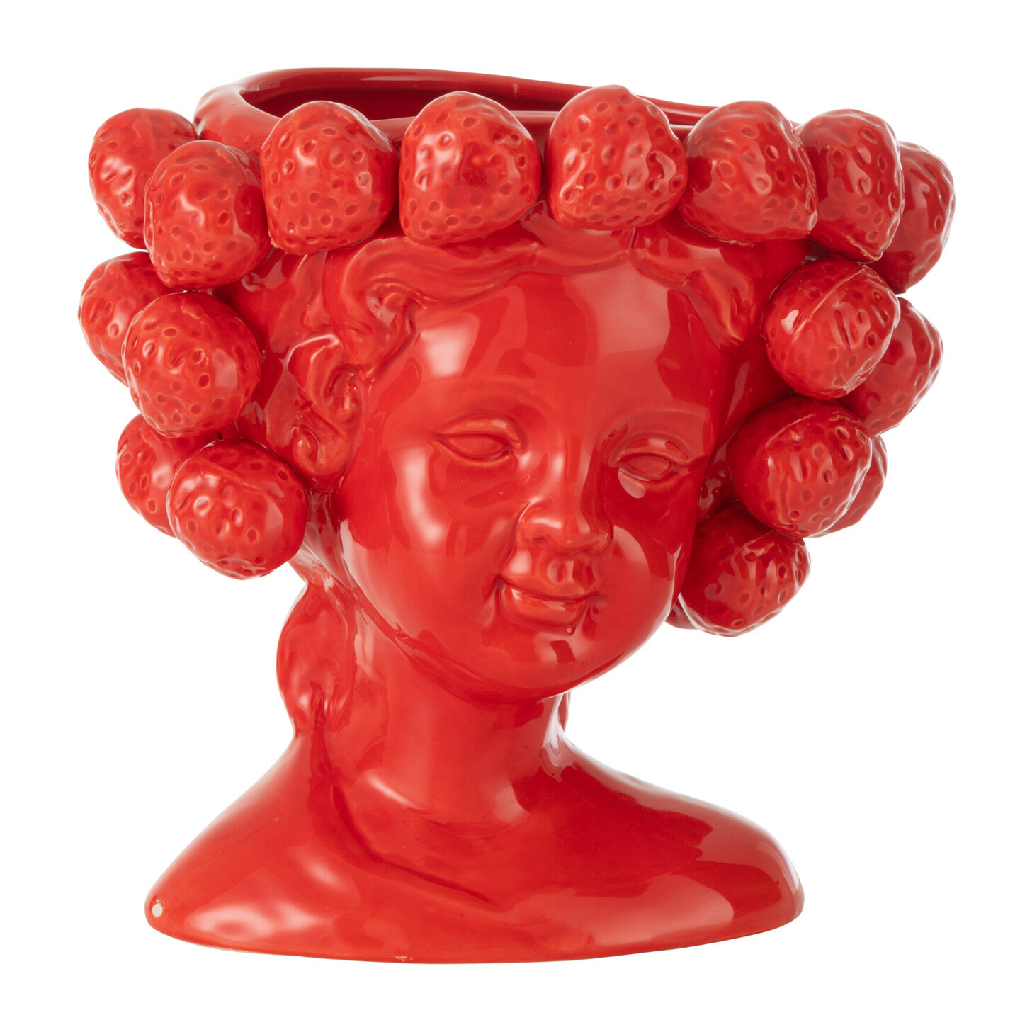 J-Line cache-pot Fraises Fille - céramique - rouge - Ø 16.5 cm