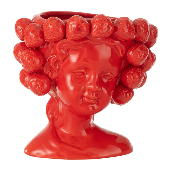 J-Line cache-pot Fraises Fille - céramique - rouge - Ø 16.5 cm