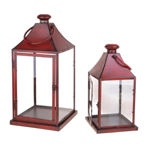 Set di 2 Lanterna - Pezzi 1 - Colore Rosso - 26x54Hx26cm - Bianchi Dino