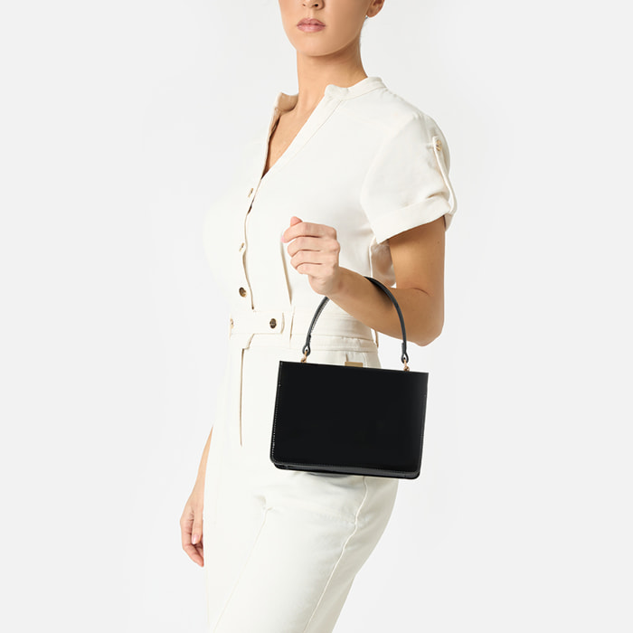 Mini bag donna nera in vernice