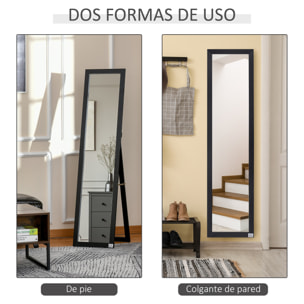 Espejo de Pie Cuerpo Entero Espejo de Pared Rectangular con 2 Formas de Uso Moderno para Pasillo Dormitorio Sala de Estar 37x37x154 cm Negro