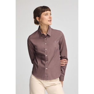 Camicia rosa tortora slim fit con logo Rigby Go