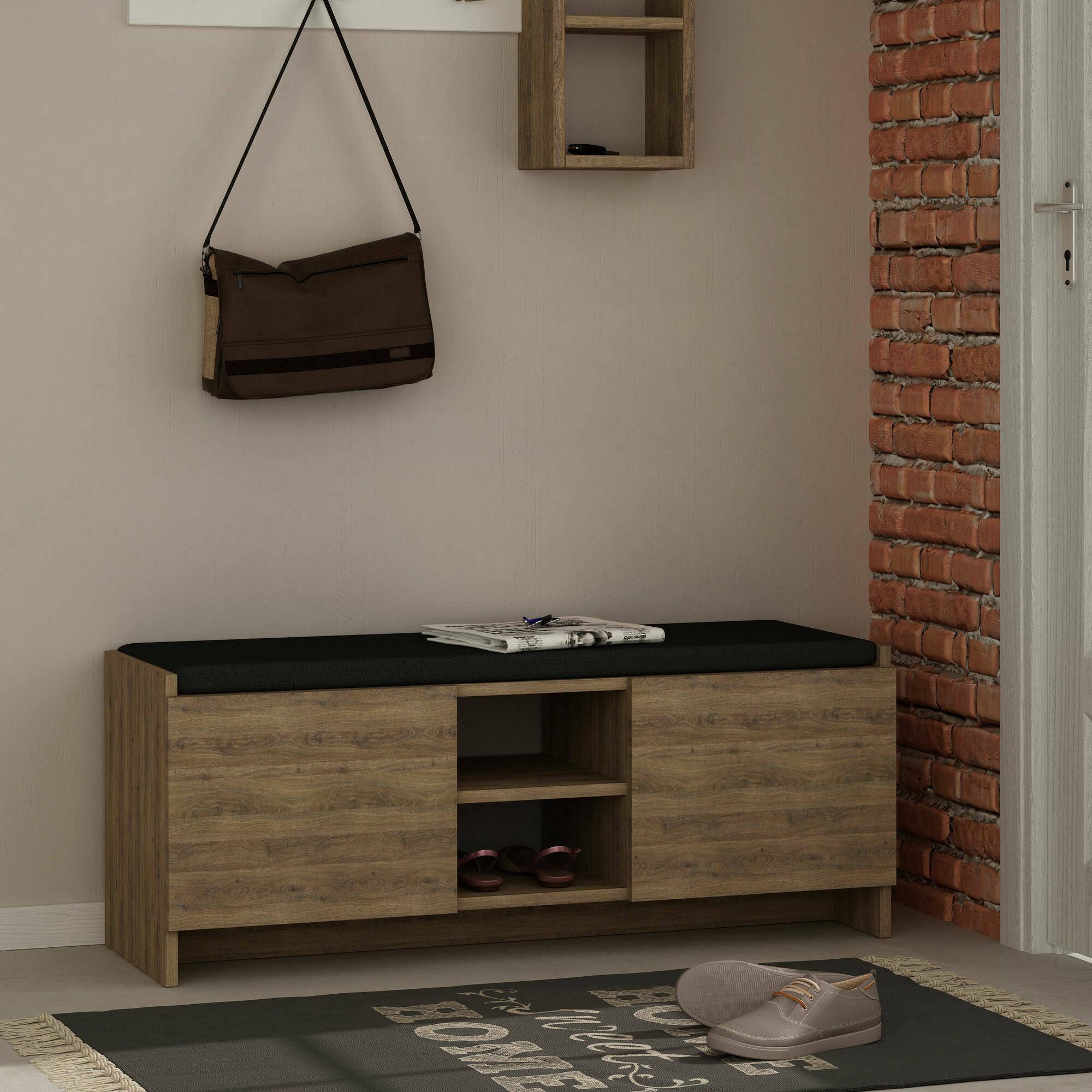 Scarpiera Dbarrec, Mobile portascarpe, Armadio da ingresso multiuso, Mobiletto per calzature, 110x37h43 cm, Rovere