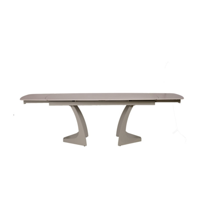 Table de repas extensible en céramique gris clair et taupe 180/260cm - TATIANA