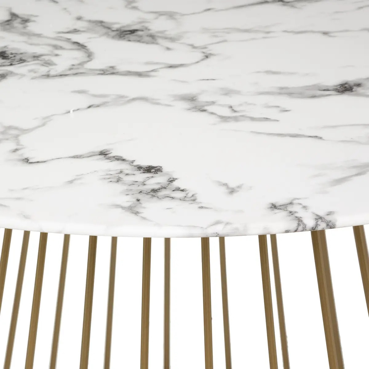 Table à manger "Rayo" blanc effet marbre doré D120cm