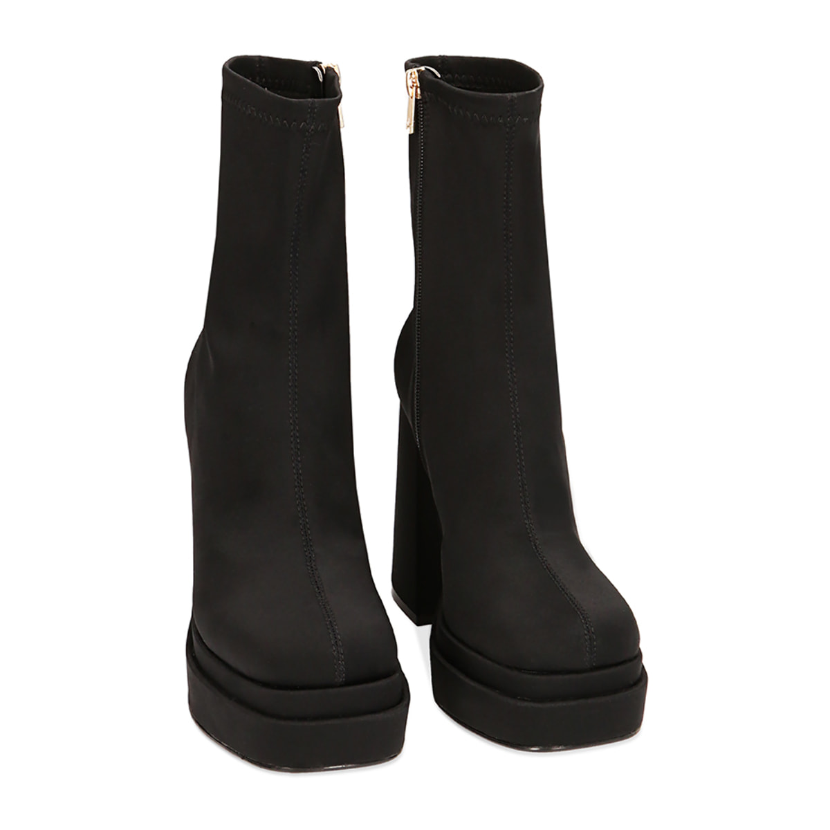 Botines plataforma negros de tela tacón 9 cm