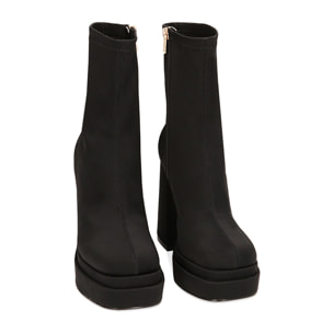 Botines plataforma negros de tela tacón 9 cm